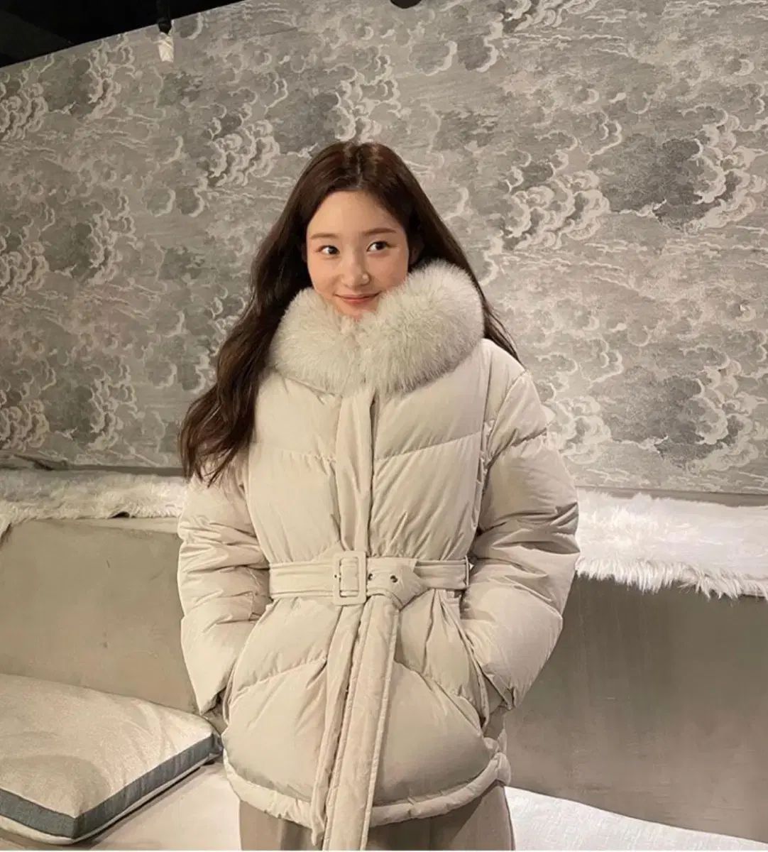 zooc ファー付き フード付き ベルト付き グースダウン ダウンジャケット