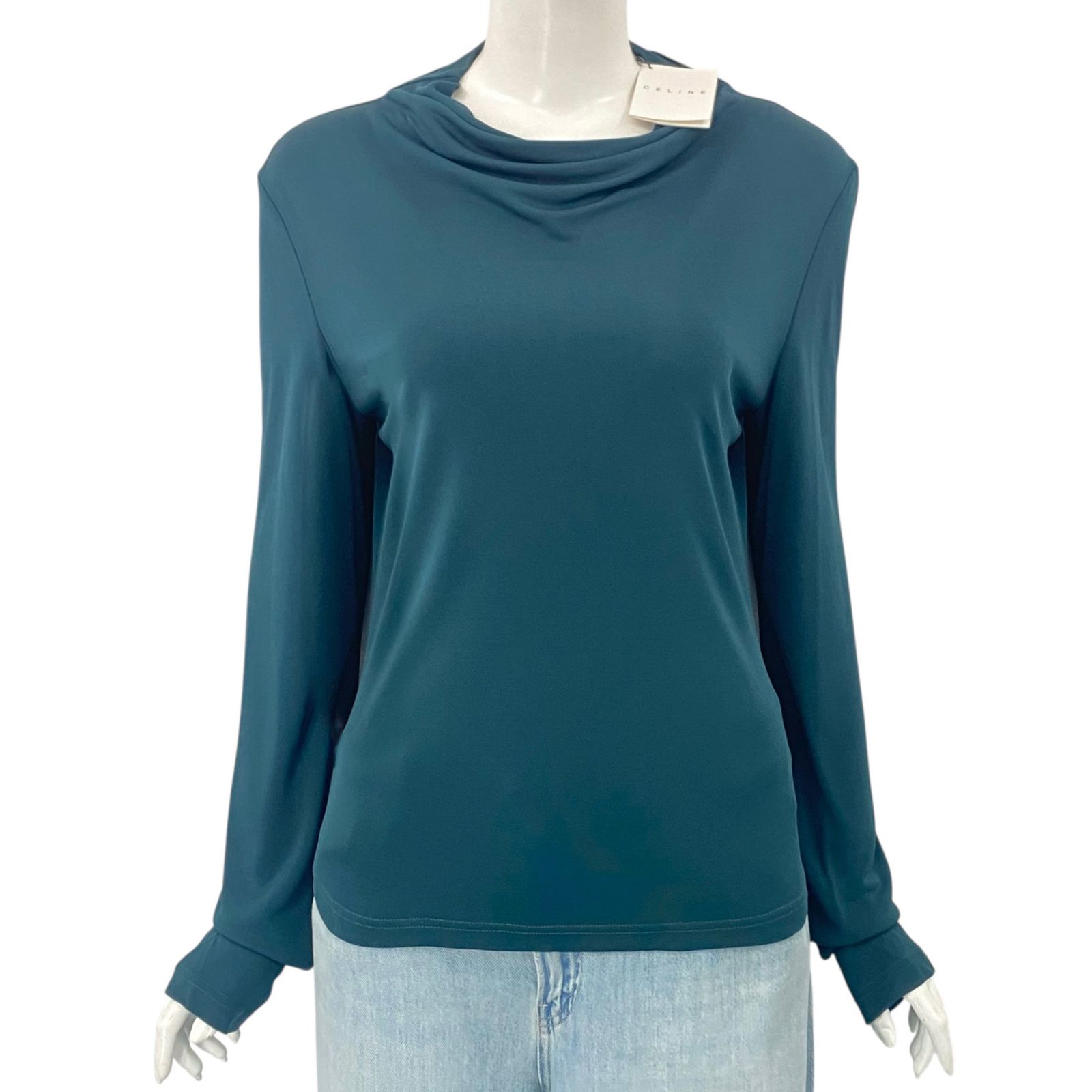 CELINE セリーヌ カットソー 長袖 ダークグリーン ハイネック ダークグリーン