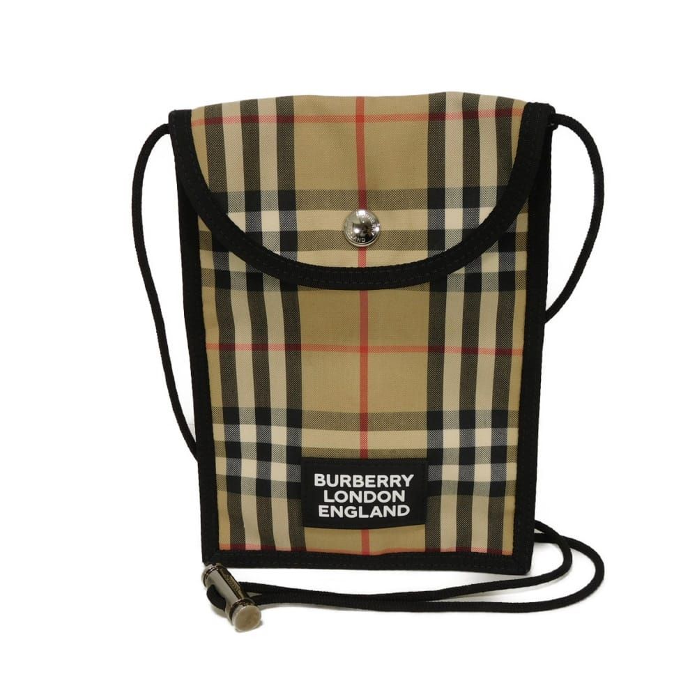 バーバリー ショルダーバッグ サコッシュ ノバチェック レザー ベージュ バーバリー ショルダーバッグ ノバチェック レザー ロゴ型押し