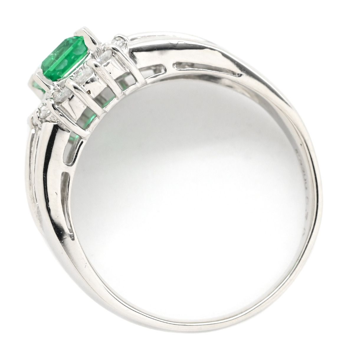 リング 指輪 エメラルド ダイヤモンド Pt 900 プラチナシルバー グリーン 緑 スクエア 13号