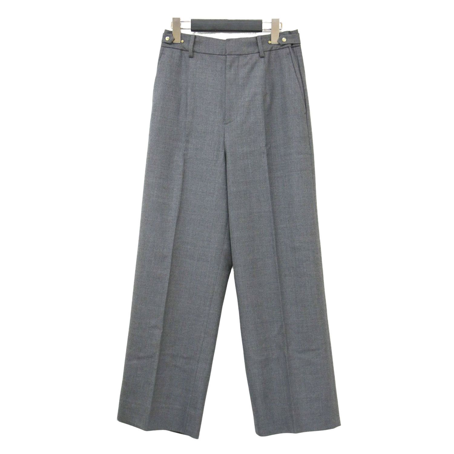 HUMAN WOMAN ヒューマンウーマン パンツ グレー サイズ M 23秋冬 センタープレス セミワイドパンツ スラックス センタープレス ストレート ウール ボトムス ズボン レディース