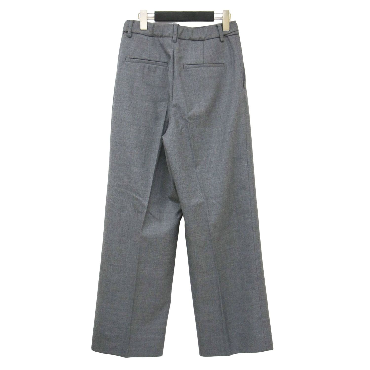 HUMAN WOMAN ヒューマンウーマン パンツ グレー サイズ M 23秋冬 センタープレス セミワイドパンツ スラックス センタープレス ストレート ウール ボトムス ズボン レディース