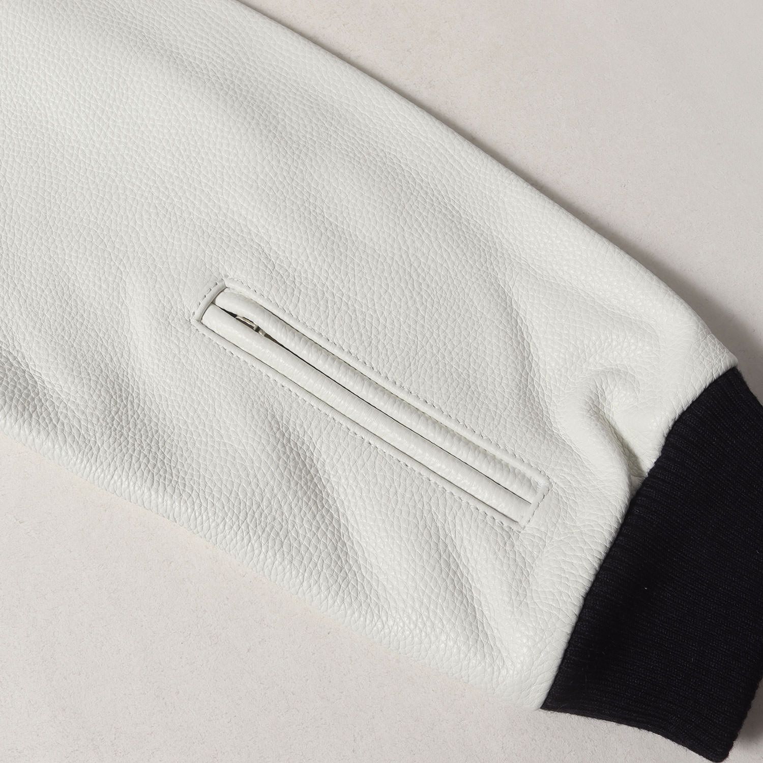 【緊急大幅値下げ！】 SOPHNET ソフネット ジャケット ネイビー ホワイト 紺白 サイズ 2 25AW 袖レザー ラムウールメルトン バーシティジャケット スタジャン MELTON LAMBSWOOL VARSITY JACKET メンズ