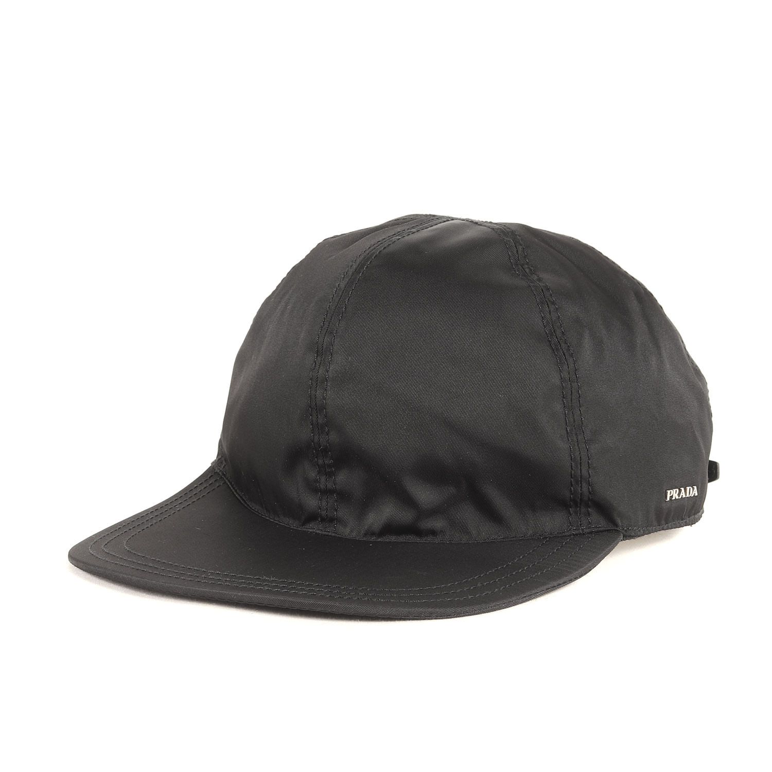 PRADA キャップ ブラック サイズ M ロゴ テスートナイロン キャップ イタリア製 ブランド 帽子 メンズ