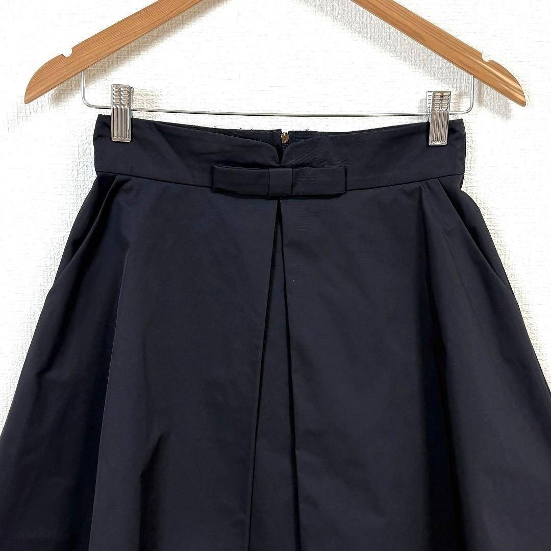 FOXEY NEW YORK 膝丈スカート ウエストリボン 38 ブラック