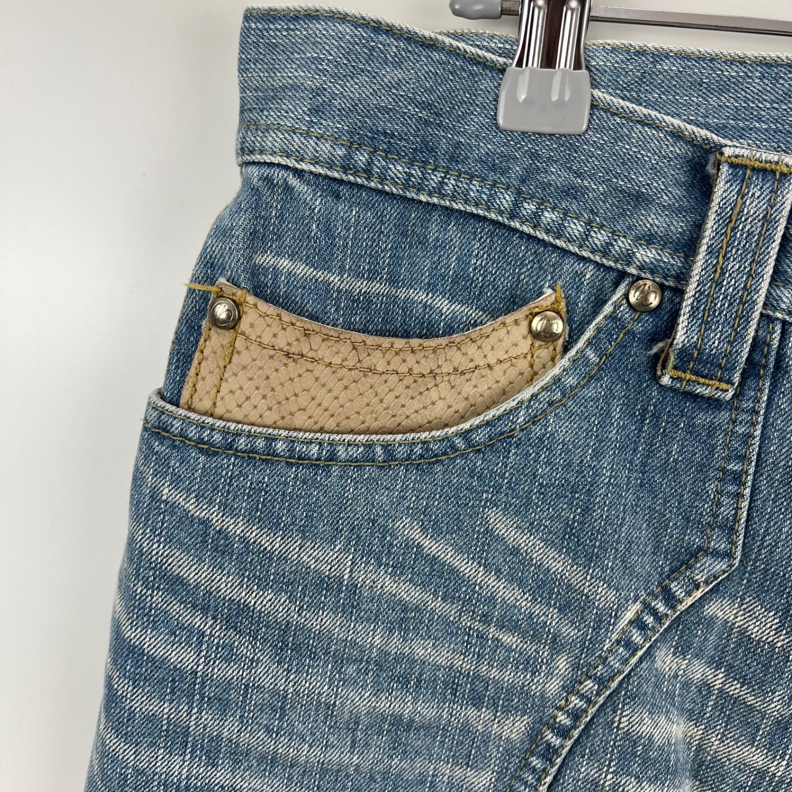 NICOLE CLUB FOR MEN 00s y2k archive suede patch denim pants 46 M