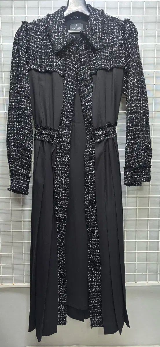 LANVIN ランバン ツイード ウエストゴム ロング丈ワンピース