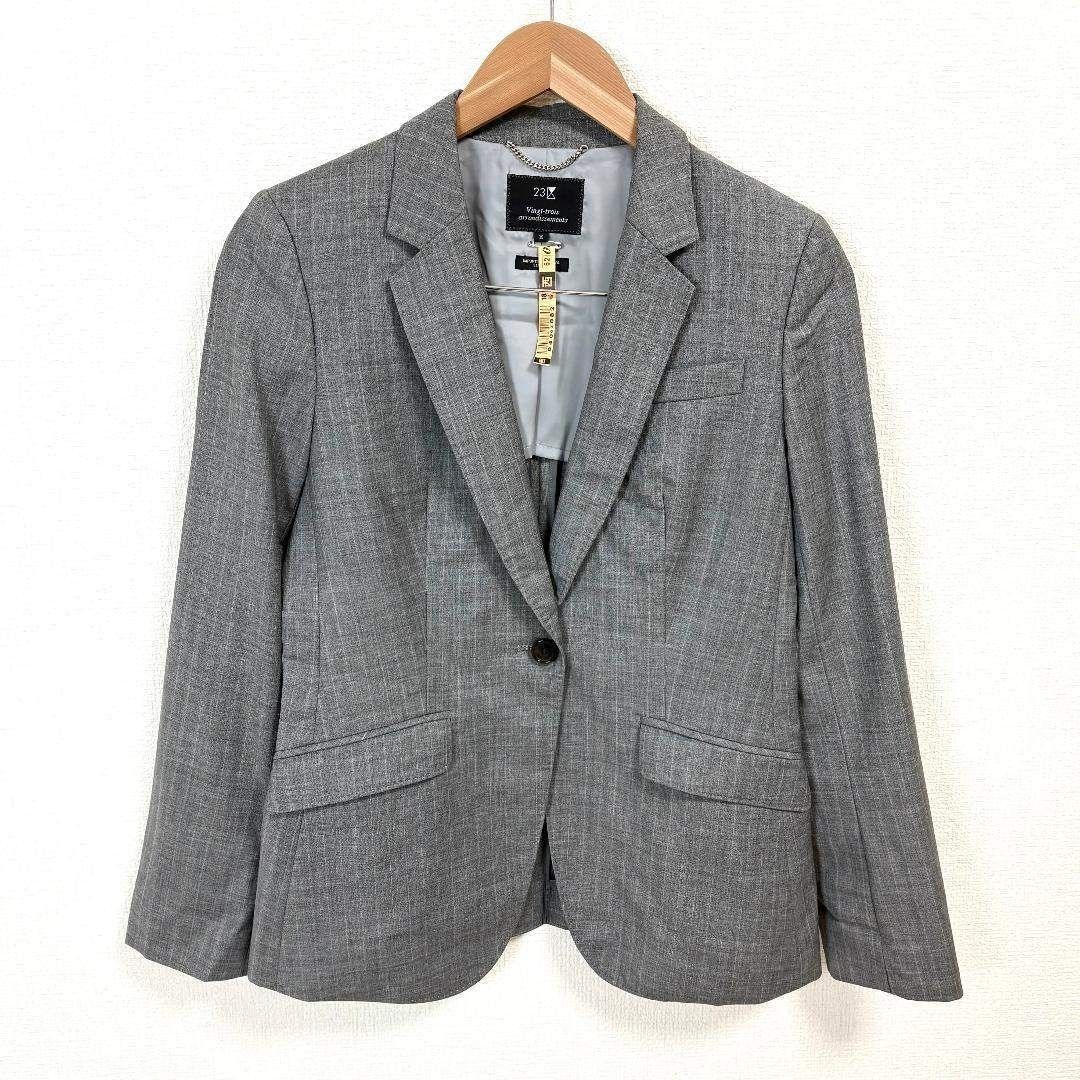 23区 スーツセットアップ 上36 下38 グレー ストライプ