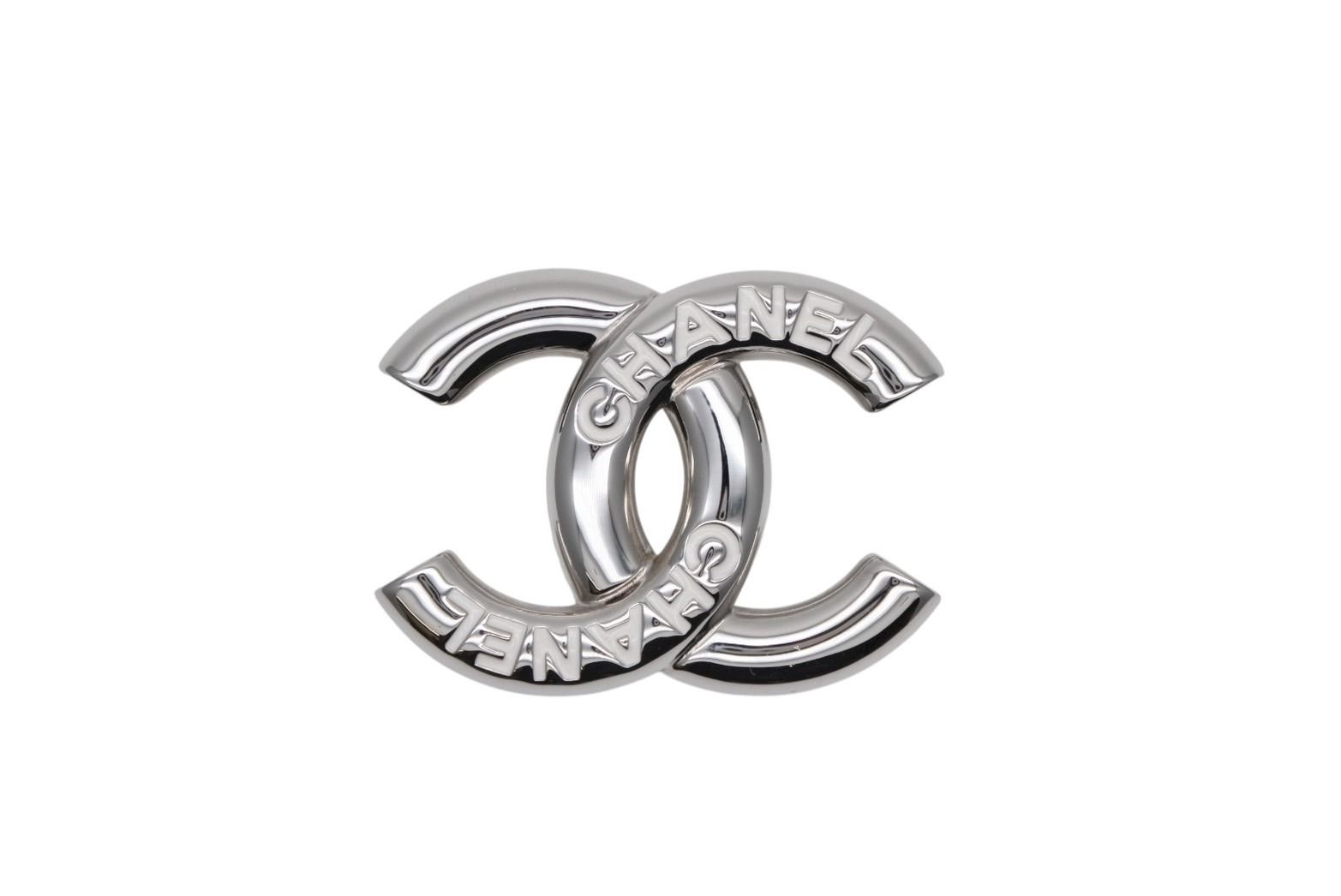 CHANEL シャネル ブローチ ココマーク ロゴ刻印 B 25 C メタル レジン シルバー ホワイト 4 008851