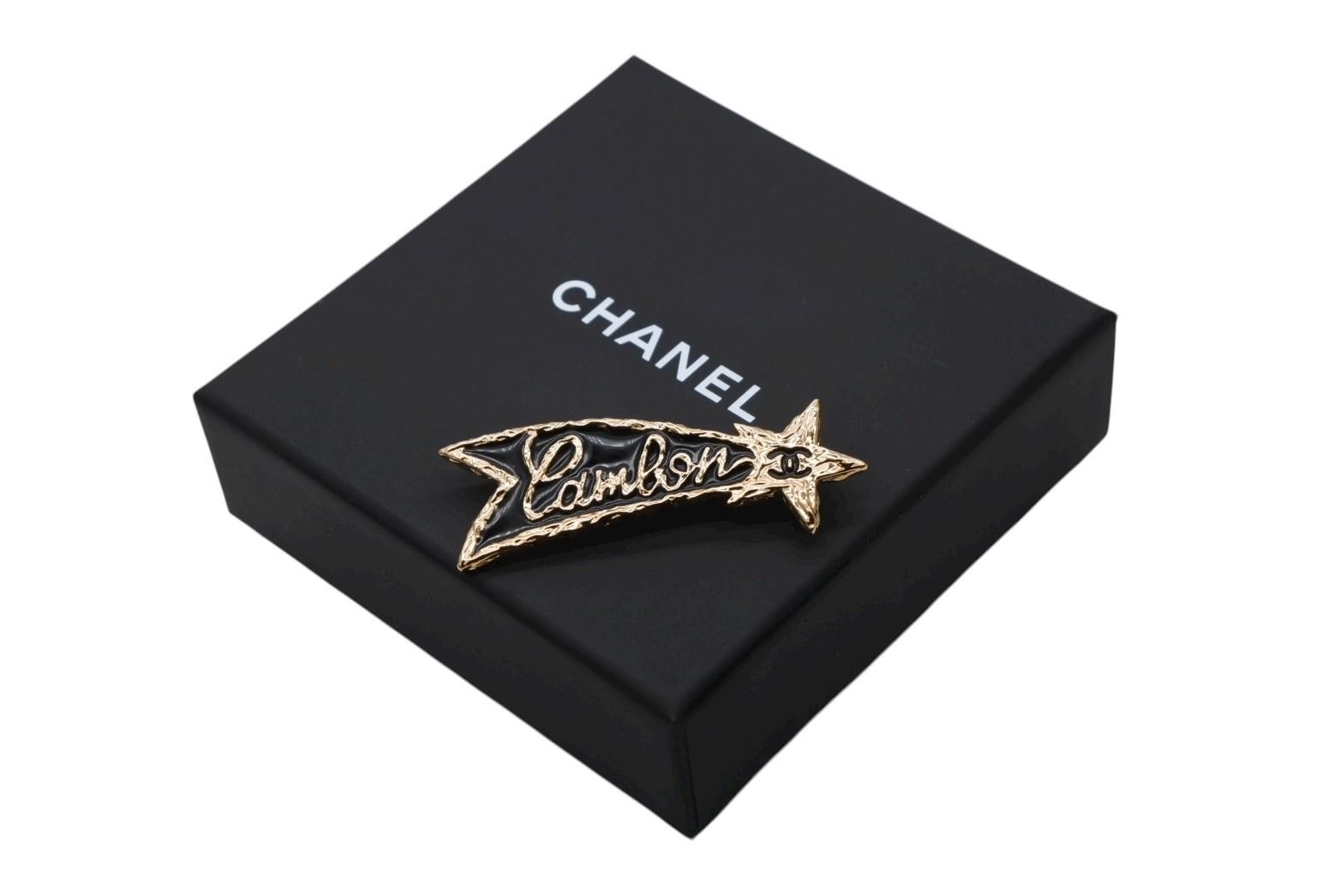 CHANEL シャネル ブローチ 流れ星 ココマーク カンボン B25V レジン メタル ゴールド ブラック 4b008850