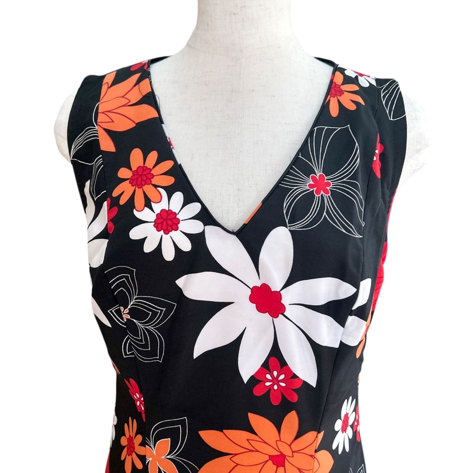 MOLINA フラメンコ衣装 バタデコーラワンピースドレス ブラック 花柄 T-40