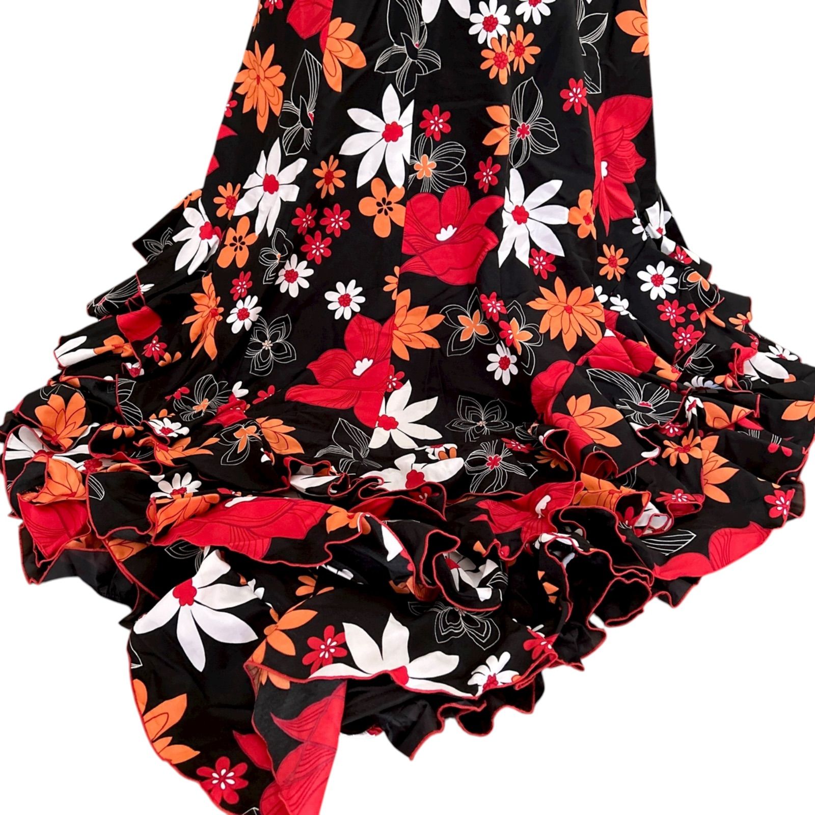  MOLINA フラメンコ衣装 バタデコーラワンピースドレス ブラック 花柄 T-40 ドレス フラメンコ