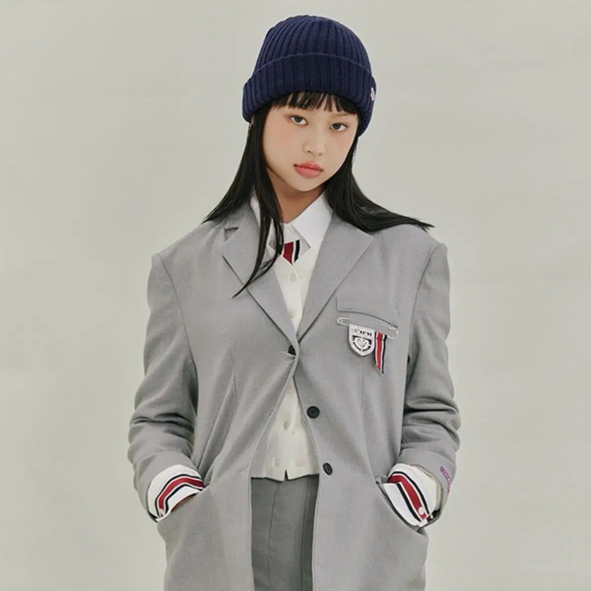 ターゲット x ROMANTIC CROWN グレー ブレーザー ジャケット オーバーフィット