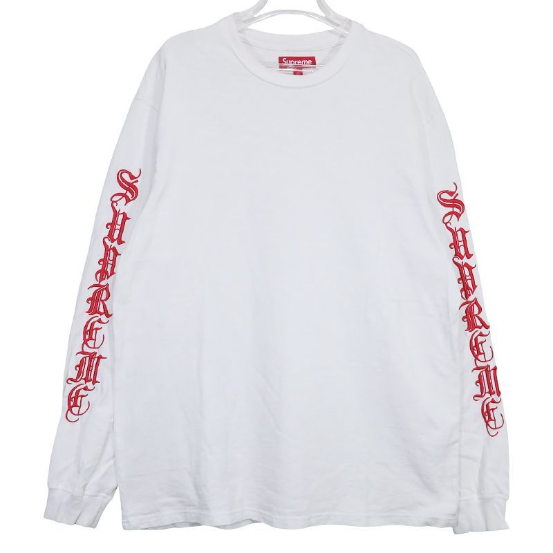 SUPREME シュプリーム 24AW OLD ENGLISH L S TOP イングリッシュ ロングスリーブ クルーネック Tシャツ ホワイト カットソー ロンT 長袖 サイズL novz
