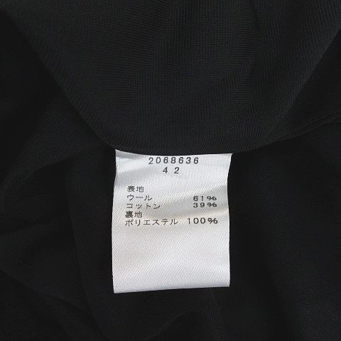  エイココンドウ EIKO KONDO イークラット E-clat ロング丈 ワイドパンツ 42 黒系 ブラック ジップフライ 加工 裏地 毛 ウール 綿 コットン その他 パンツ