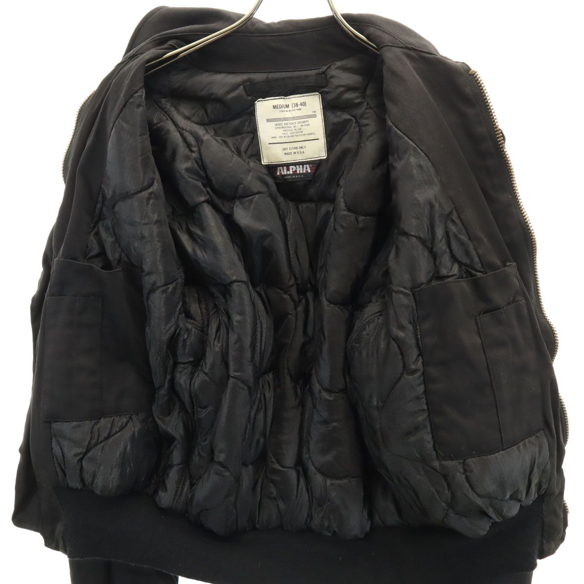 ALPHA アルファ 90s USA製 オールド AIR FORCE セキュリティ 中綿ジャケット M ブラック メンズ ALPHA アルファ 90s USA製 オールド AIR FORCE セキュリティ 中綿