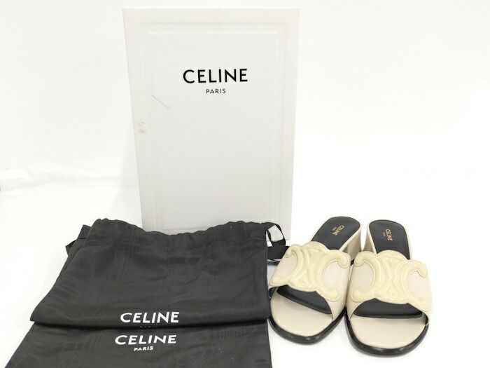  CELINE サンダル クレメンス レザー ベージュ系 表記サイズ36 サンダル サンダル ミュール