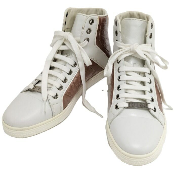 GUCCI ハイカットスニーカー レディース グッチシマ メタリックピンク 表記サイズ36 284436