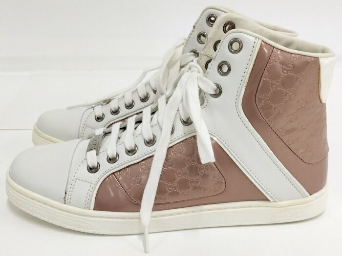 GUCCI ハイカットスニーカー レディース グッチシマ メタリックピンク 表記サイズ36 284436