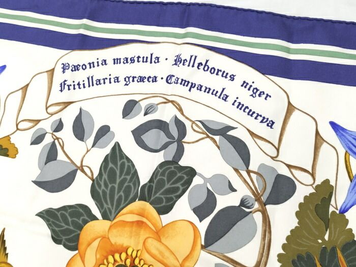 HERMES へラスの花 カレ90 スカーフ シルク