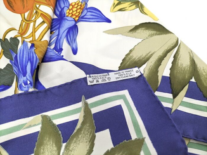  HERMES へラスの花 カレ90 スカーフ シルク バンダナ スカーフ 小物