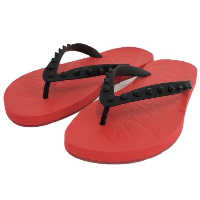 Christian Louboutin ビーチサンダル ルビ フリック ラバー ブラック レッド 1201016