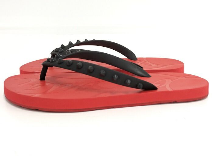 Christian Louboutin ビーチサンダル ルビ フリック ラバー ブラック レッド 1201016