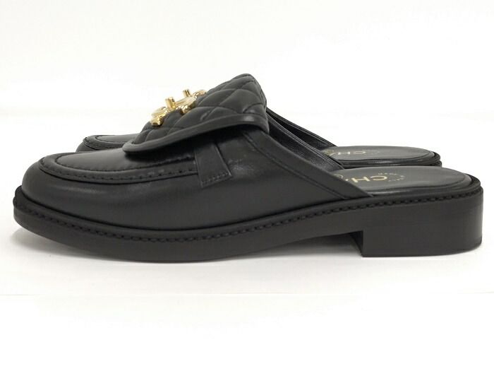 CHANEL サンダル ココマーク マトラッセ ターンロック 表記サイズ36 C レザー ブラック