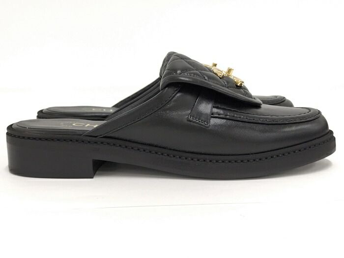  CHANEL サンダル ココマーク マトラッセ ターンロック 表記サイズ36 C レザー ブラック サンダル サンダル ミュール