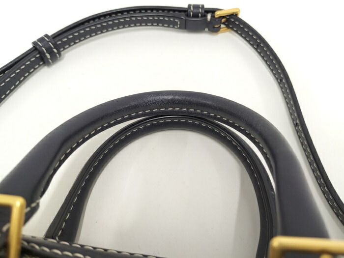  TORY BURCH 2 WAYハンドバッグ キャンバス レザー ネイビー その他 バッグ