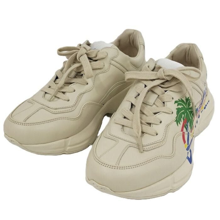 GUCCI スニーカー グッチハワイプリント 表記サイズ5 レザー ベージュ系 マルチ 630652