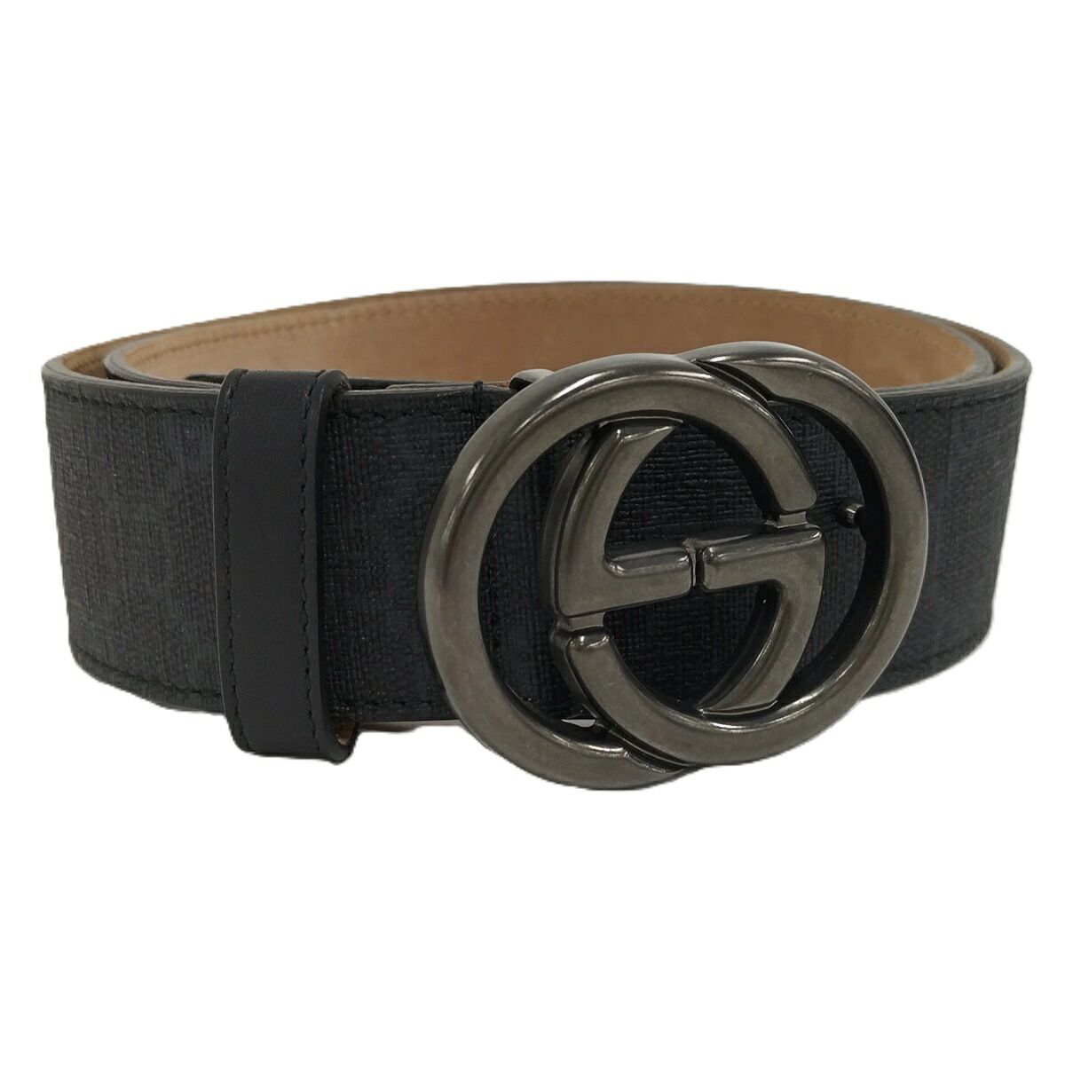 GUCCI ベルト インターロッキングＧ 表記サイズ85 34 レザー ブラック 525040