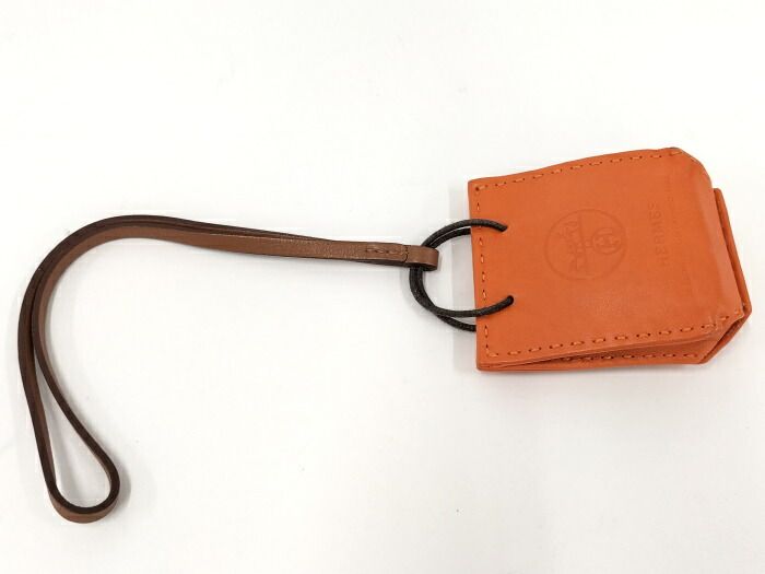HERMES サックオランジュ バッグチャーム レザー オレンジ
