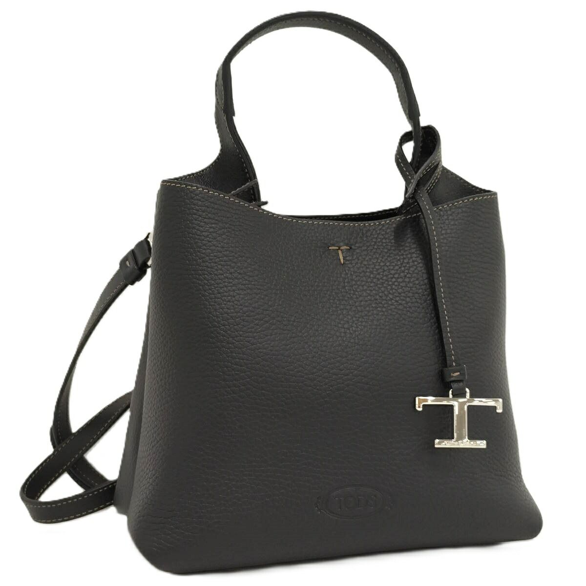 TOD’S 2WAYショルダーバッグ Tタイムレス レザー ブラック C630G35X02