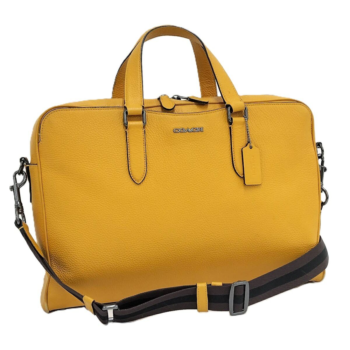 COACH ブリーフケース レザー イエロー