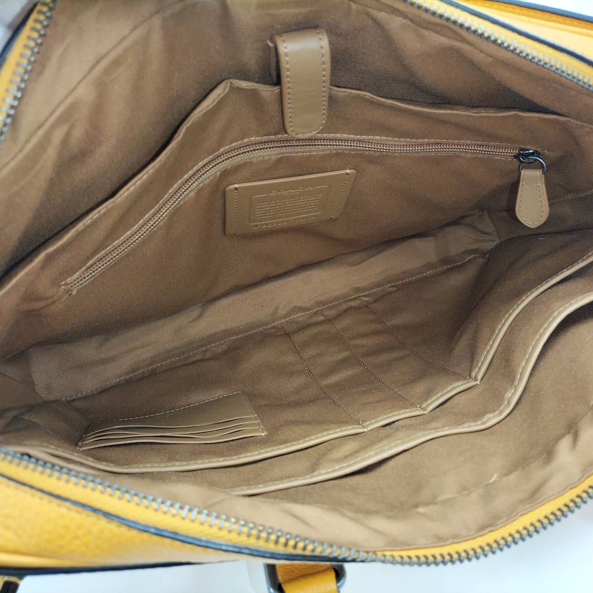  COACH ブリーフケース レザー イエロー ビジネスバッグ バッグ