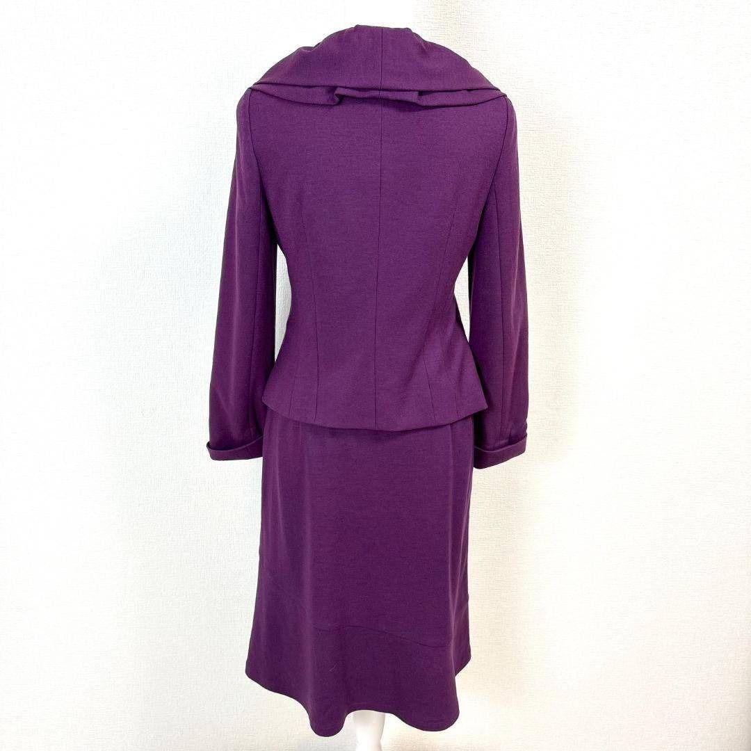 YUKITORII スカートセットアップ 女優襟 38 パープル 無地
