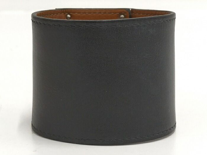 Hermes バングル ケリードッグ エクストリーム レザー メッキ ブラック シルバー R刻印