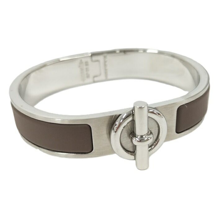 Hermes バングル クリック メッキ シルバー グレナン ブラウン系