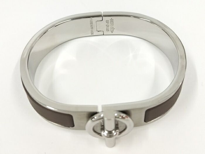 Hermes バングル クリック メッキ シルバー グレナン ブラウン系