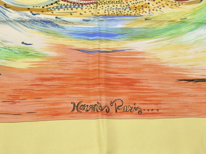  Hermes カレ90 大判スカーフ トゥルカナ族の真珠 les Perles de Turkana シルク100％ マルチ バンダナ スカーフ 小物