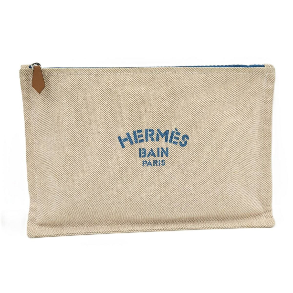 HERMES ニューヨッティングGM クラッチバッグ キャンバス ベージュ
