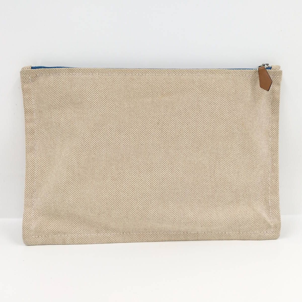 HERMES ニューヨッティングGM クラッチバッグ キャンバス ベージュ