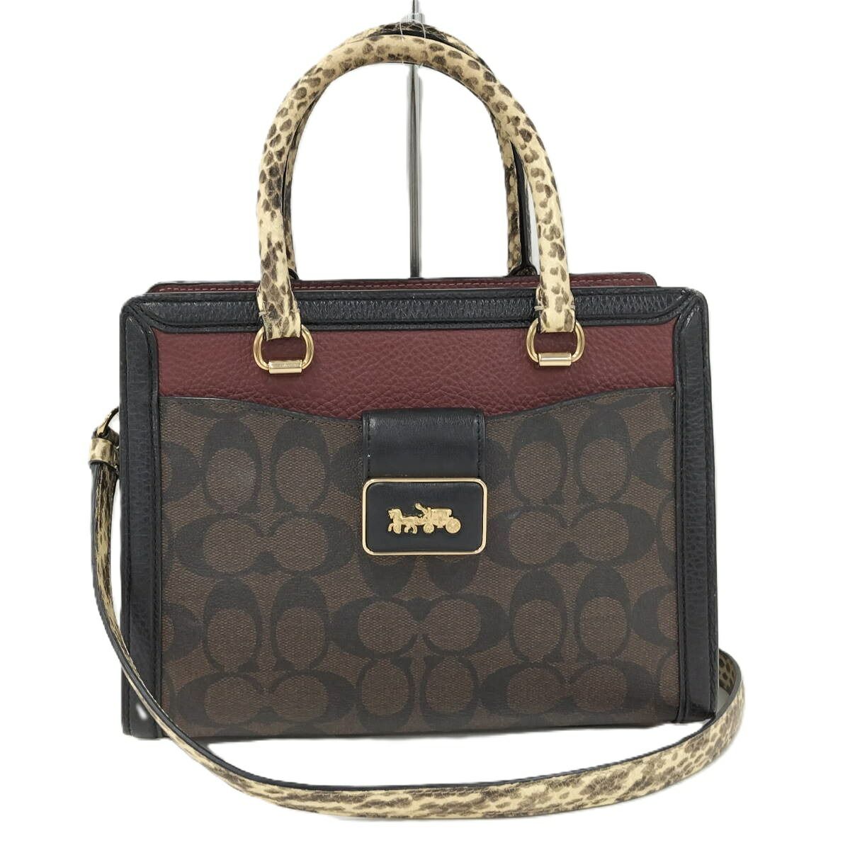 COACH グレースキャリー オール 2 WAYハンドバッグ シグネチャー レザー PVCコーティング CD 701