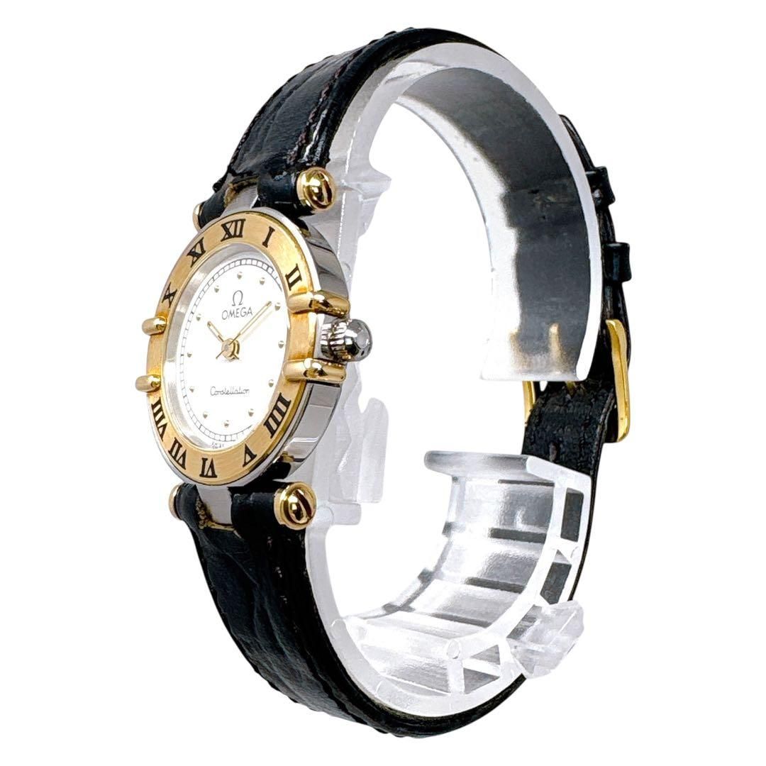 オメガ コンステレーション ミニ K 18 コンビ 革ベルト レディース 腕時計
