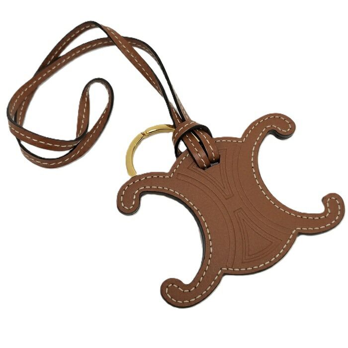 CELINE バッグチャーム トリオンフ レザー ブラウン