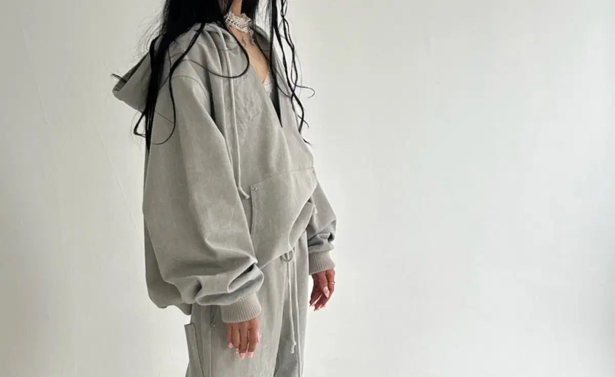 ショップフェアリー 刺繍 デニム フーディー グレー