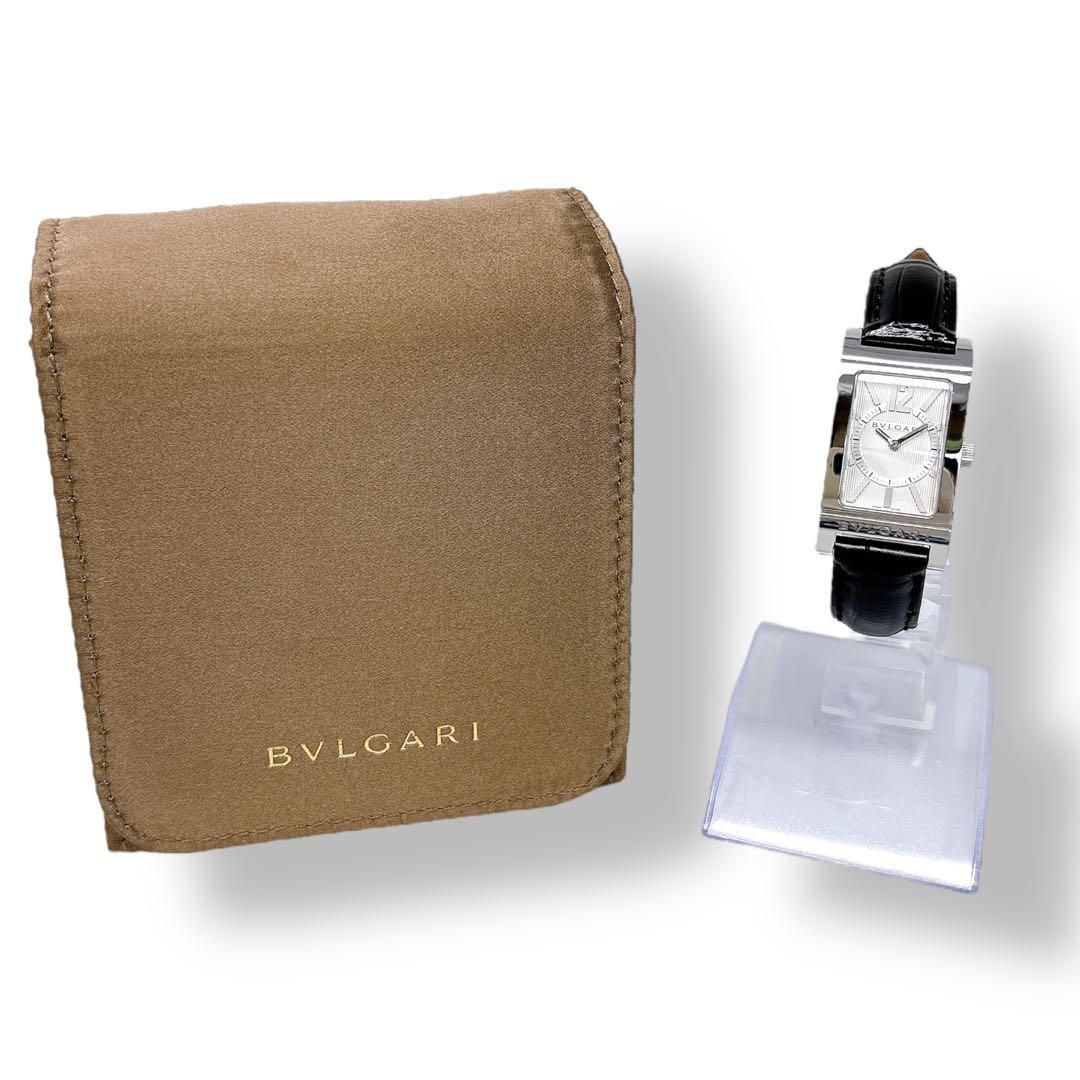 ブルガリ レッタンゴロ RT 39 S 革ベルト シルバー レディース 腕時計