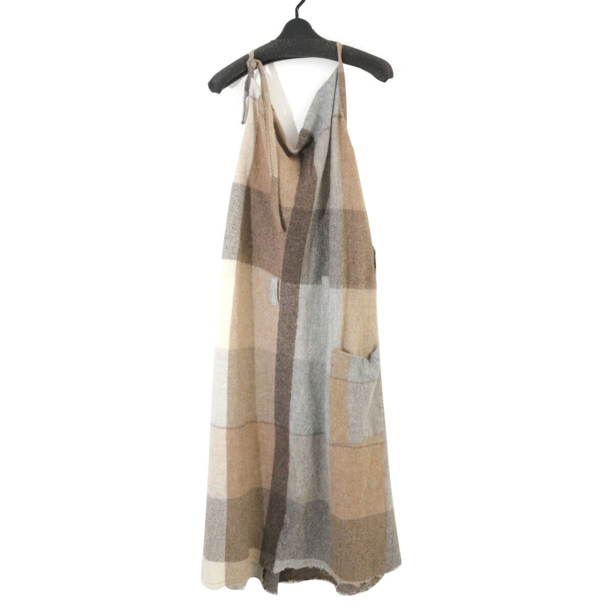 Y s Yohji Yamamoto ワイズ ヨウジヤマモト アルパカウールブロックチェックエプロンワンピース 3 YW-T05-972