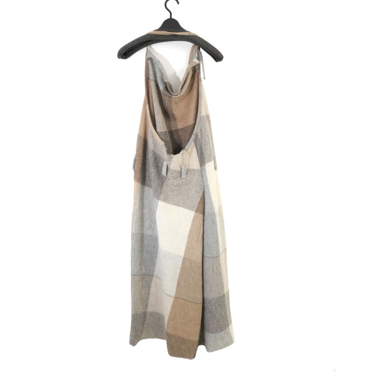 Y s Yohji Yamamoto ワイズ ヨウジヤマモト アルパカウールブロックチェックエプロンワンピース 3 YW-T 05-972